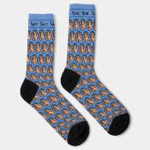 Dog Head Face Socks mit Name auf blau Socken (Rechts)