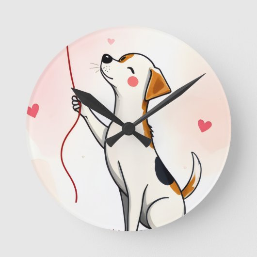 Dog Hearts Clock Runde Wanduhr (Vorderseite)