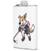 Dog Hockey Player Flachmann (Links)