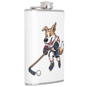 Dog Hockey Player Flachmann (Rechts)