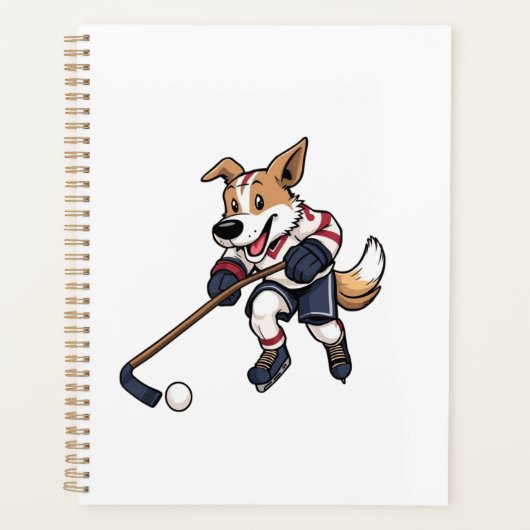 Dog Hockey Player Planer (Vorderseite)