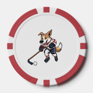 Dog Hockey Player Pokerchips