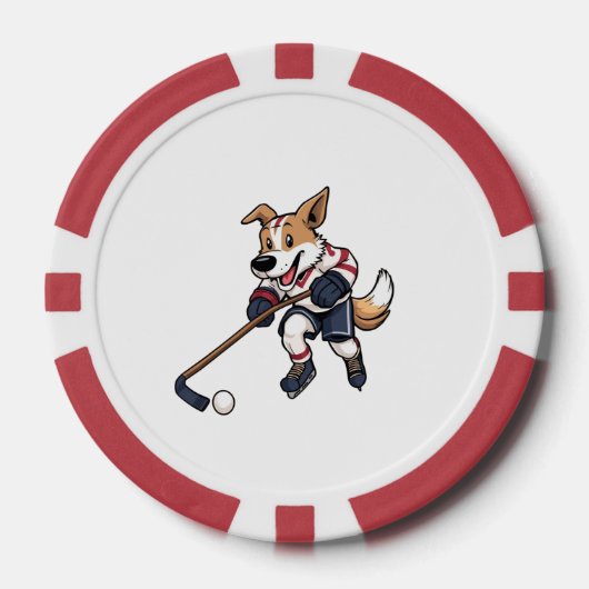 Dog Hockey Player Pokerchips (Vorderseite)