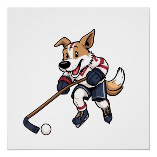 Dog Hockey Player Poster (Vorderseite)