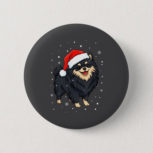 Dog Holiday Meranian Dog Santa Illustration - Fluf Button (Vorderseite)