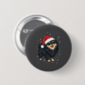 Dog Holiday Meranian Dog Santa Illustration - Fluf Button (Vorne & Hinten)