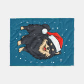 Dog Holiday Meranian Dog Santa Illustration - Fluf Fleecedecke (Vorderseite (Horizontal))