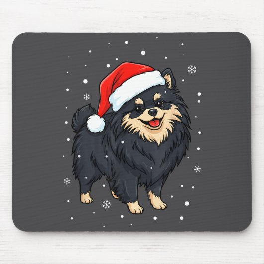 Dog Holiday Meranian Dog Santa Illustration - Fluf Mousepad (Vorne)