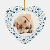 Dog Holiday Paw Prints Knochen Personalisiertes Ti Keramik Ornament (Hinten)