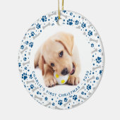 Dog Holiday Paw Prints Personalisiert 2 Begleiter Keramik Ornament (Links)