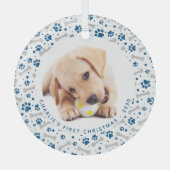 Dog Holiday Paw Prints Personalisiert 2 Begleiter Ornament Aus Glas (Vorderseite)