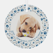 Dog Holiday Paw Prints Personalisiert 2 Begleiter Ornament Aus Glas (Rückseite)