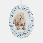 Dog Holiday Paw Prints Personalisiert 2 Begleiter Ornament Aus Glas (Vorderseite links)