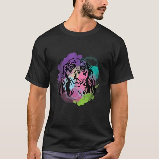 Dog I Splash Art Cavalier King Charles Spaniel T-Shirt (Vorderseite)