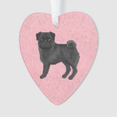 Dog-Illustration des Schwarzen Mops mit benutzerde Ornament (Vorderseite)