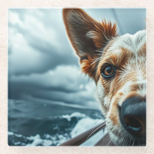Dog in Bed of RV Glasuntersetzer (Vorderseite)