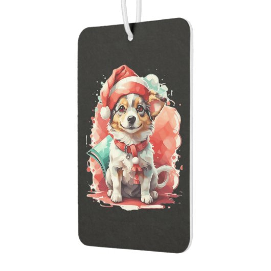 Dog in Christmas Hat - Christmas Tale Oversized T- Autolufterfrischer (Links)