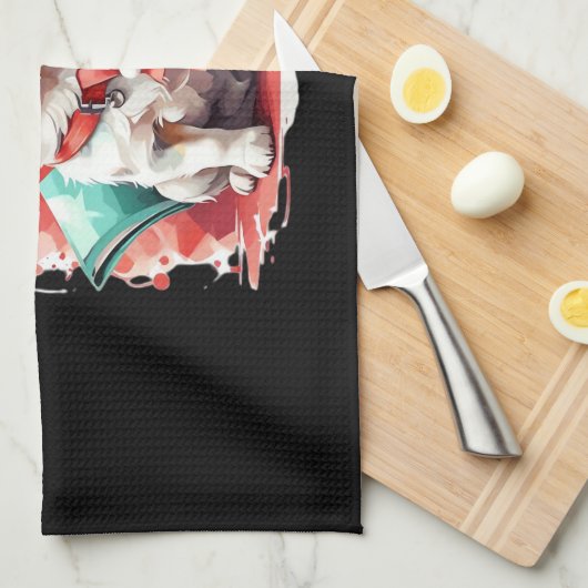 Dog in Christmas Hat - Christmas Tale Oversized T- Geschirrtuch (Viertel Falte)