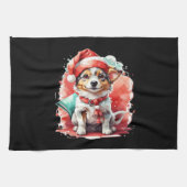 Dog in Christmas Hat - Christmas Tale Oversized T- Geschirrtuch (Horizontal)