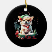 Dog in Christmas Hat with Books - A Perfect Christ Keramik Ornament (Vorne)