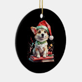 Dog in Christmas Hat with Books - A Perfect Christ Keramik Ornament (Rechts)