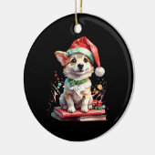 Dog in Christmas Hat with Books - A Perfect Christ Keramik Ornament (Links)