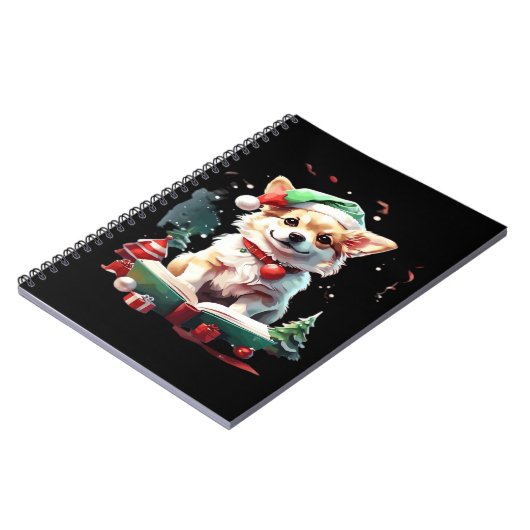 Dog in Christmas Hat with Books - A Perfect Christ Notizblock (Linke Seite)
