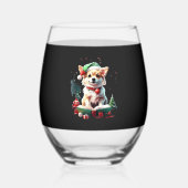 Dog in Christmas Hat with Books - A Perfect Christ Weinglas Ohne Stiel (Vorderseite)