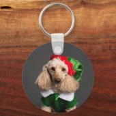 Dog in Elf Kostüm Schlüsselanhänger (Vorderseite)