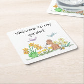 Dog in Flower Garden Rechteckiger Pappuntersetzer (angewinkelt)