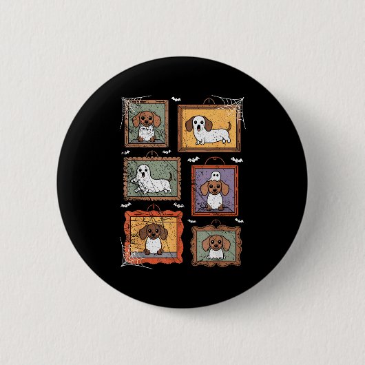 Dog In Ghost Costume Funny Halloween Puppy Lover Button (Vorderseite)