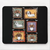 Dog In Ghost Costume Funny Halloween Puppy Lover Mousepad (Vorne)