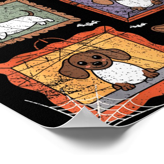 Dog In Ghost Costume Funny Halloween Puppy Lover Poster (Ecke)