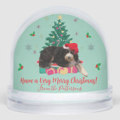 Dog in Santa hat & Christmas Tree Schneekugeln (Vorderseite)