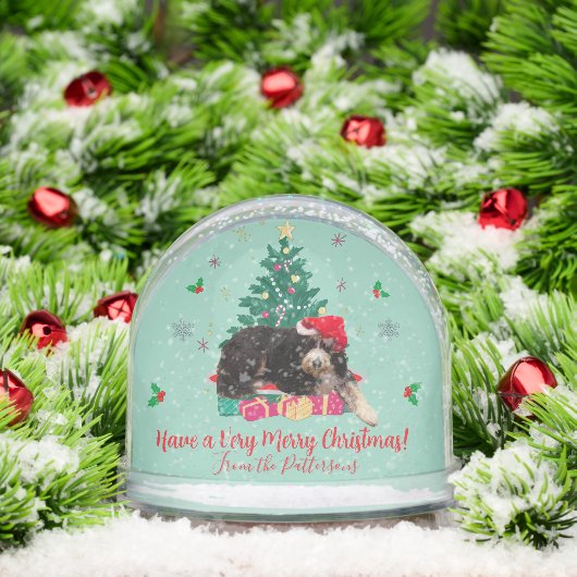 Dog in Santa hat & Christmas Tree Schneekugeln (Weihnachten)