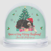 Dog in Santa hat & Christmas Tree  Schneekugeln (Rückseite)
