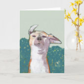 Dog in Wind Greeting Card Karte (Gelbe Blume)