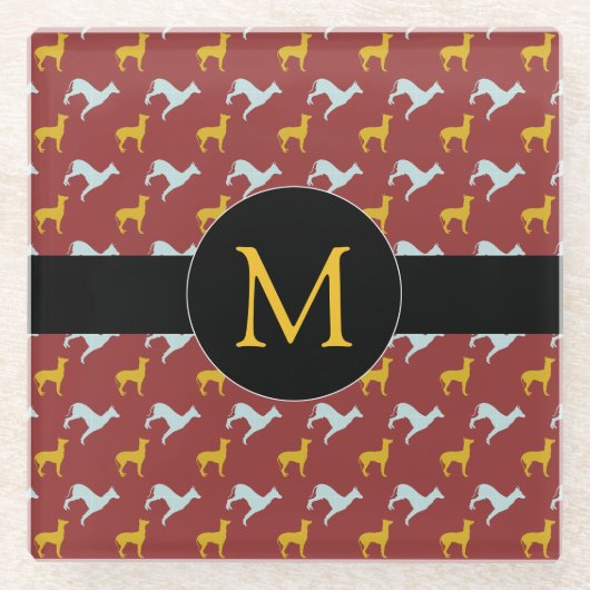 Dog Jahr 2018 Zodiac Birthday Monogram Glas C Glasuntersetzer (Vorderseite)