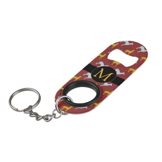 Dog Jahr 2018 Zodiac Birthday Monogram Min B Op Schlüsselanhängerflaschenöffner (Vorderseite Schrägansicht)