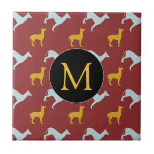 Dog Jahr 2018 Zodiac Birthday Monogram Tile Fliese