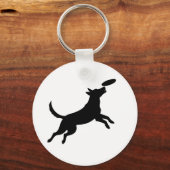 dog jumping to catch a frisbee schlüsselanhänger (Vorderseite)