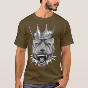 Dog King Pit Beast Crown Motivation Gym Arbeit T-Shirt