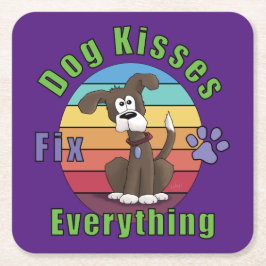 Dog Kisses Fix Alles Rechteckiger Pappuntersetzer