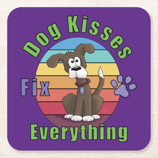 Dog Kisses Fix Alles Rechteckiger Pappuntersetzer (Vorderseite)