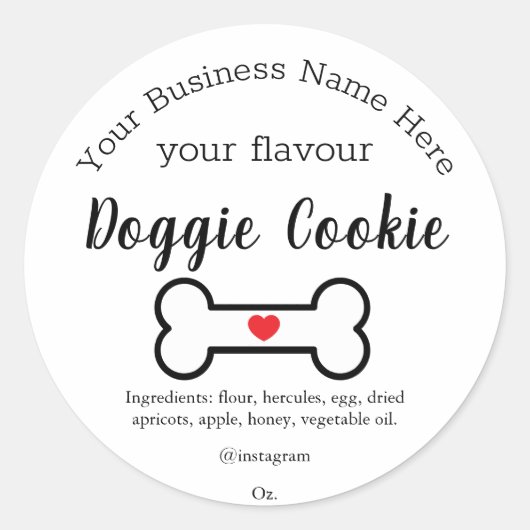 Dog Knochen Custom Doggie Cookie Runder Aufkleber (Vorderseite)