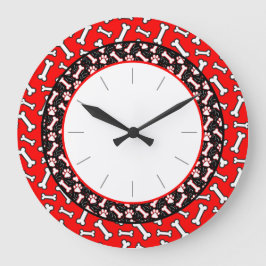 Dog-Knochen und Pfoten-Druck des Hauses Große Wanduhr