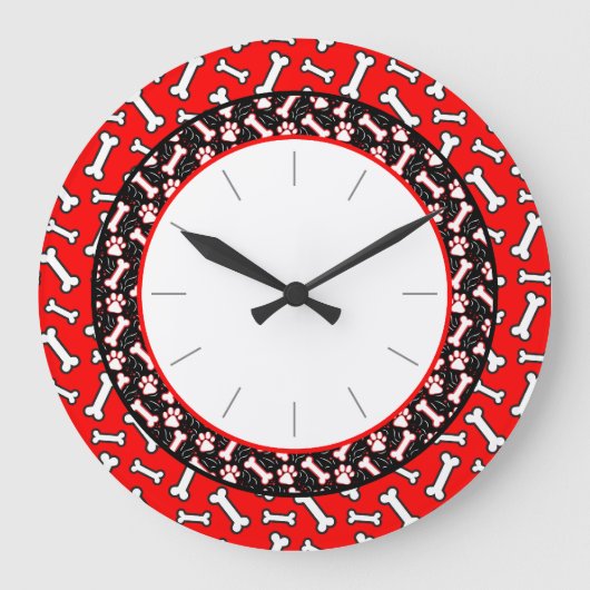Dog-Knochen und Pfoten-Druck des Hauses Große Wanduhr (Vorderseite)