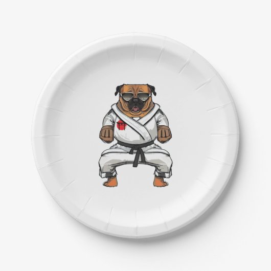 Dog Knows Karate Pappteller (Vorderseite)