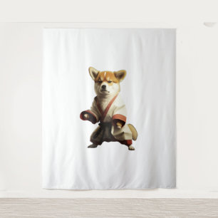 Dog Knows Karate Wandteppich