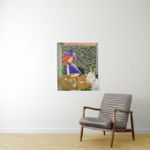 Dog & Lady im Café bei Sonnenuntergang "Forever Lo Wandteppich (Beispiel)